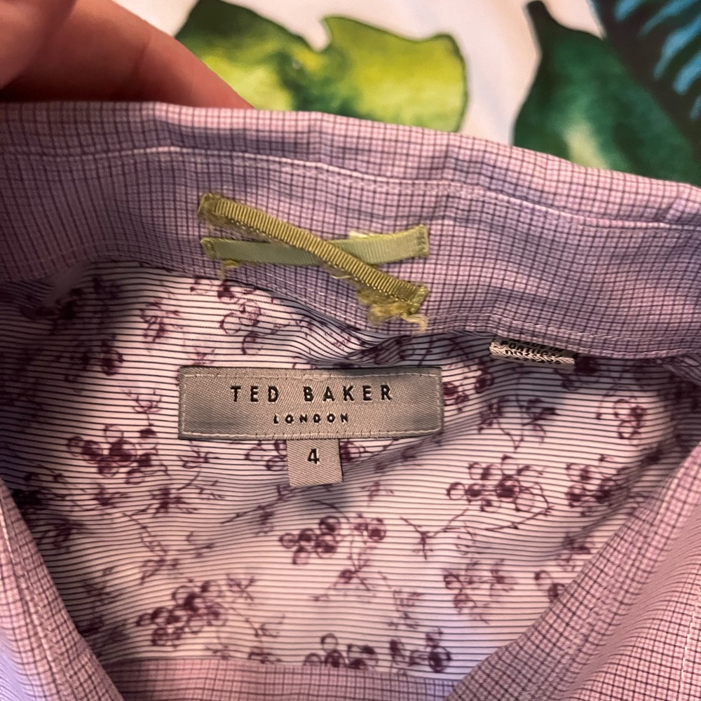 Ted Baker London 4 Light Purple Plaid Preppy City Spring Button Down Work Shirt